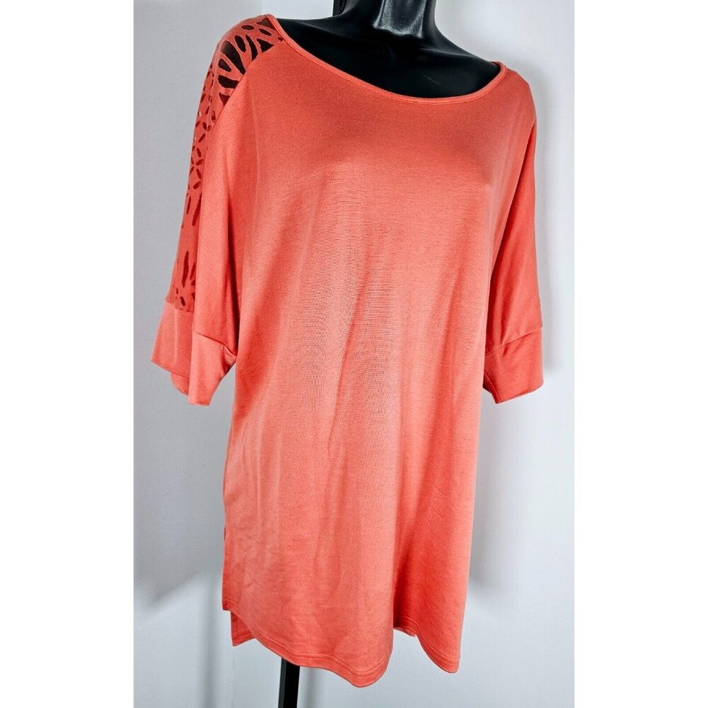 Ava & Viv Coral Orange Tunic Shirt-Size 1X